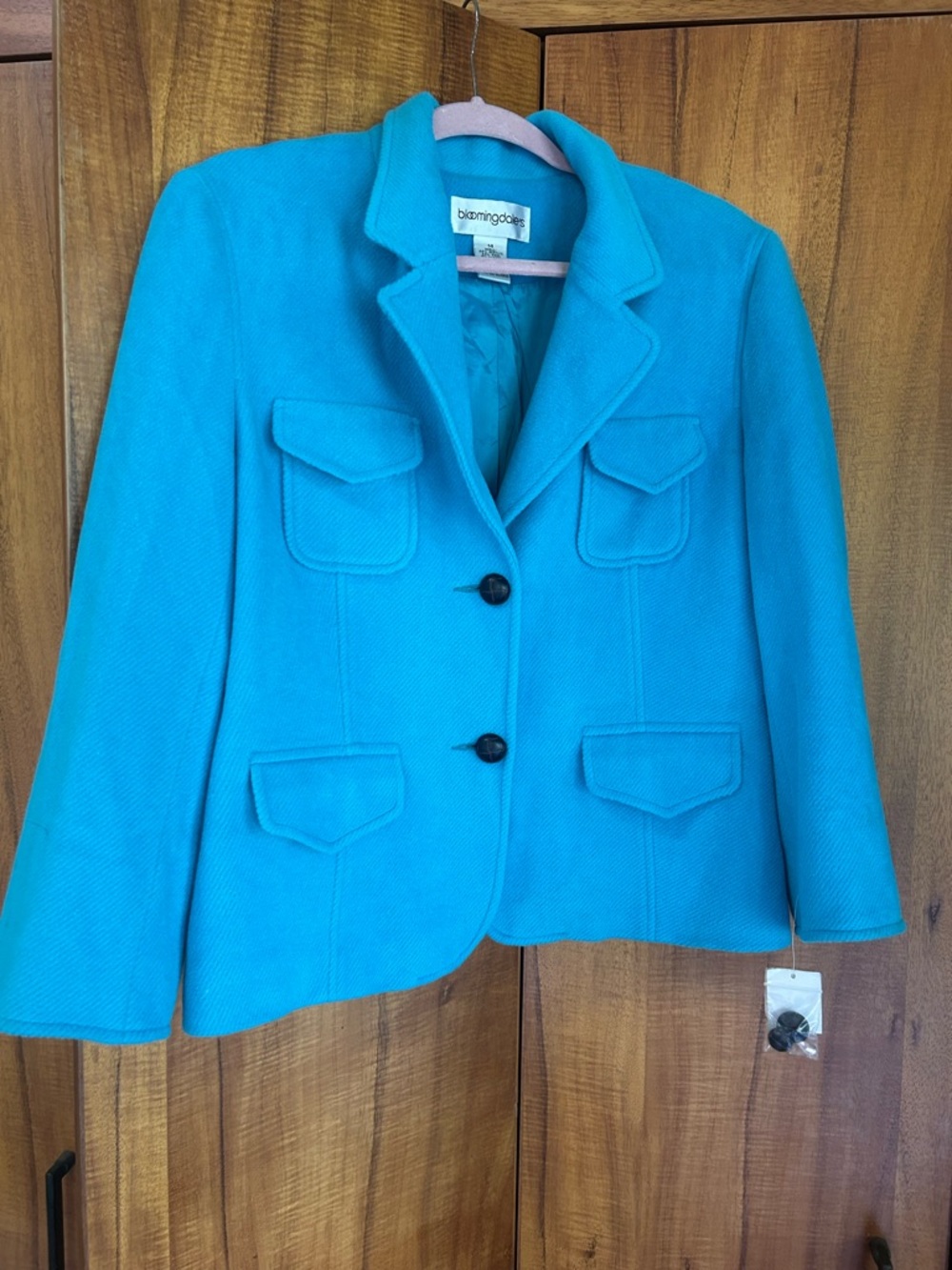 Bloomingdale's Bright Turquoise Tailored Blazer